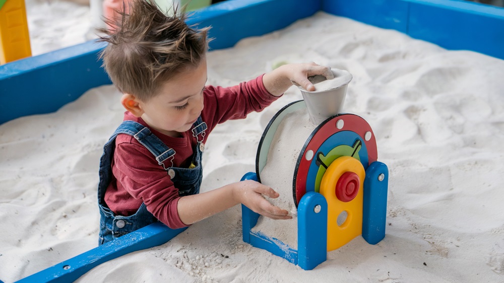 boy in sandbox-spikey hair