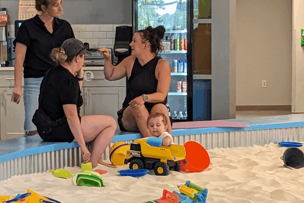 parents at Sandmagination's indoor sandbox